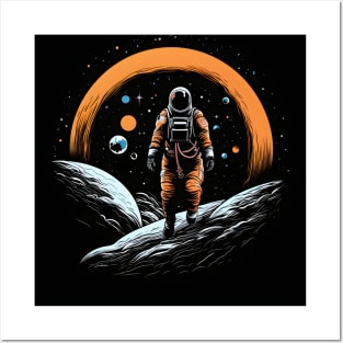 Spaceship Man: Celestial Journey Illustration Posters and Art